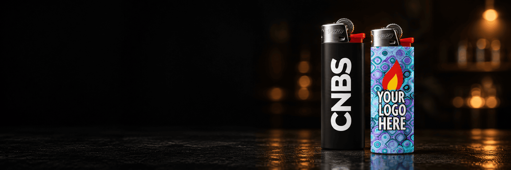 Pad-printed and full-color wrapped BIC lighters with custom branding